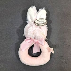 Bearington Baby Collection Pink Lil' Bunny Ring Rattle NEW